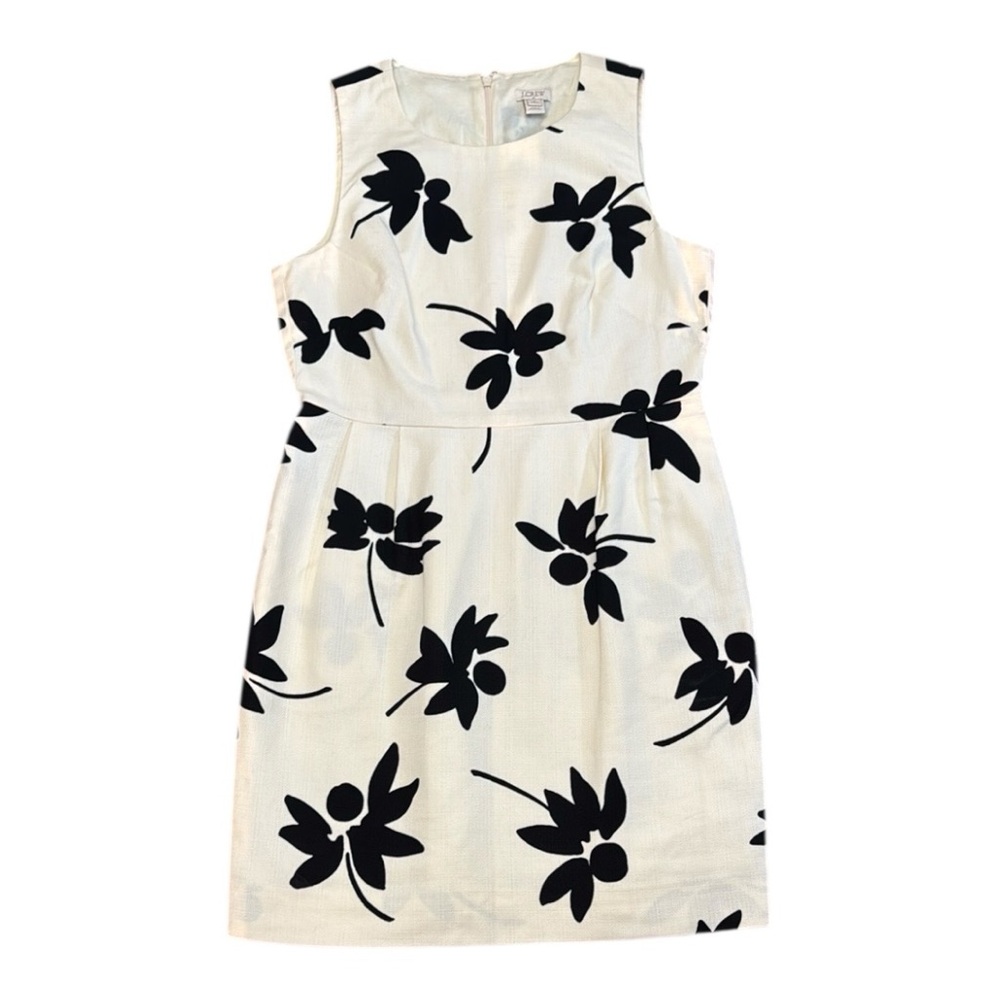 J. Crew Black and White Floral Dress Size 8 Petite